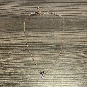 Dainty Gold Necklace with Black and Silver Pendant